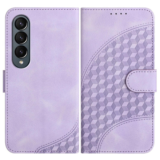 Embossed Elephant Head Phone Case for Samsung Galaxy z Fold 4 5g with Lanyard - Light Purple