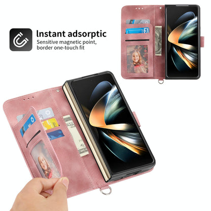 Floral Leather Phone Wallet for Samsung Galaxy z Fold 4 - Embossed - Black