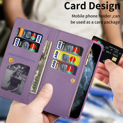 Sparkling Leather Zip Case for Samsung Galaxy z Fold 4 - Zipper Closure - Sky Blue