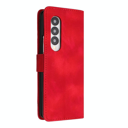 Smooth Leather Phone Case for Samsung Galaxy z Fold 4 - Line Pattern - Red