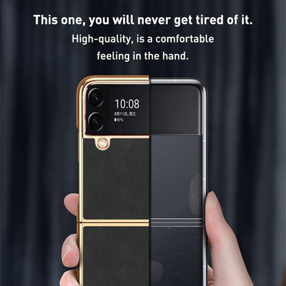 For Samsung Galaxy z Fold4 5G Foldable Lambskin Phone Case - Electroplated - Alpine Green