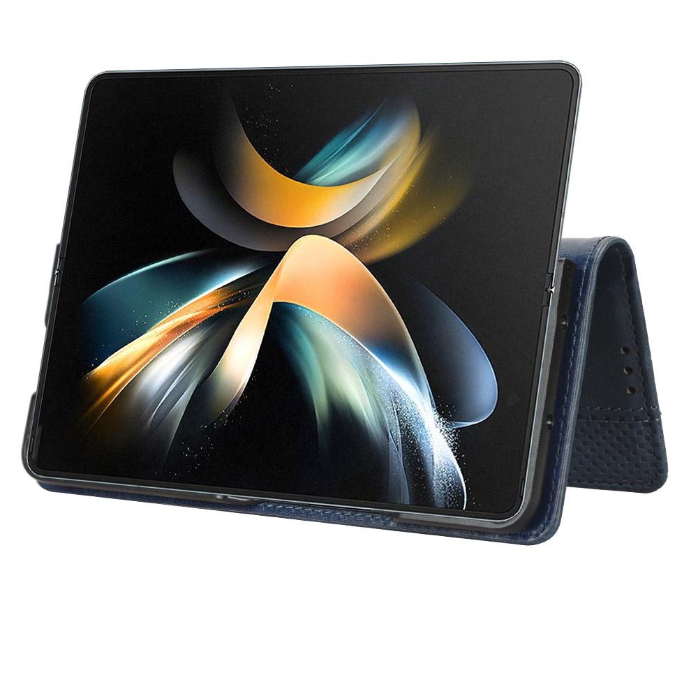 Vintage Leather Phone Case for Samsung Galaxy z Fold 4 5g with Magnetic Buckle - Black