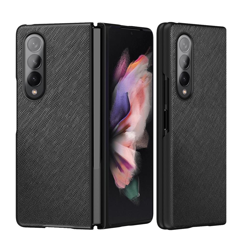 Foldable Cross Pattern Phone Case for Samsung Galaxy z Fold 4 / 5g - Foldable Design - Black
