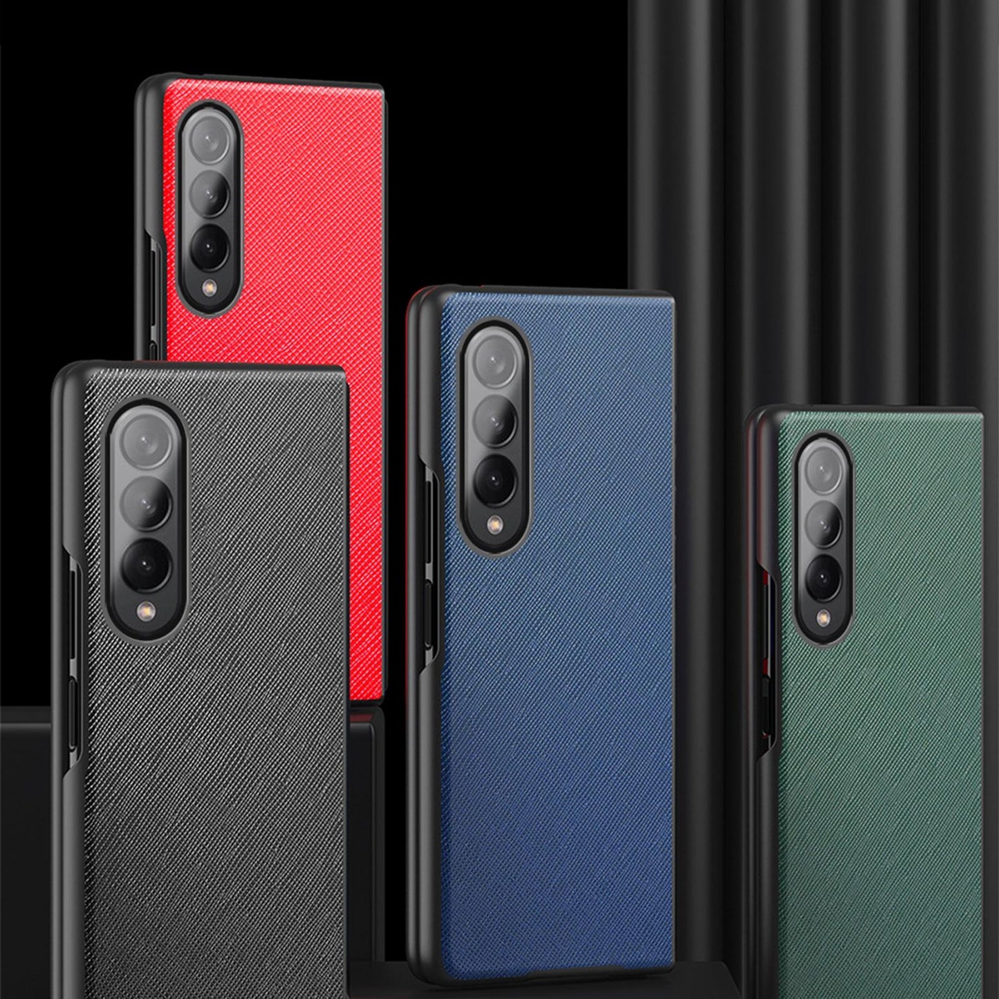 Foldable Cross Pattern Phone Case for Samsung Galaxy z Fold 4 / 5g - Foldable Design - Black