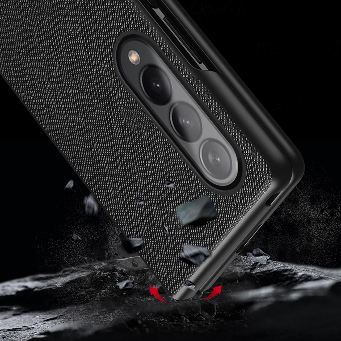 Foldable Cross Pattern Phone Case for Samsung Galaxy z Fold 4 / 5g - Foldable Design - Black