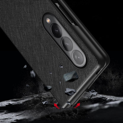 Foldable Cross Pattern Phone Case for Samsung Galaxy z Fold 4 / 5g - Foldable Design - Black