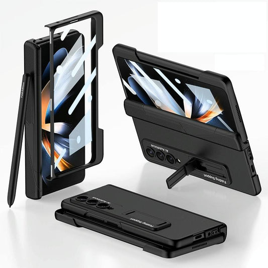 Foldable Phone Case with Magnetic Closure and Pen Slot for Samsung Galaxy z Fold 4 - Compact and Convenient - Black