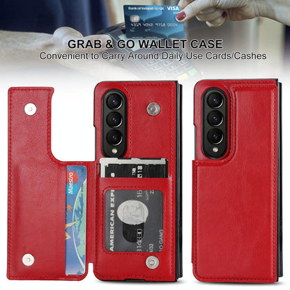 Full Coverage Double Buckle Phone Case for Samsung Galaxy z Fold 4 - Brown