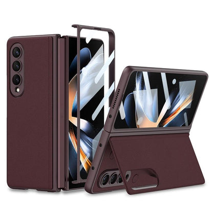 Foldable Leather Case with Stand for Samsung Galaxy z Fold 4 - Ultra Thin - Black