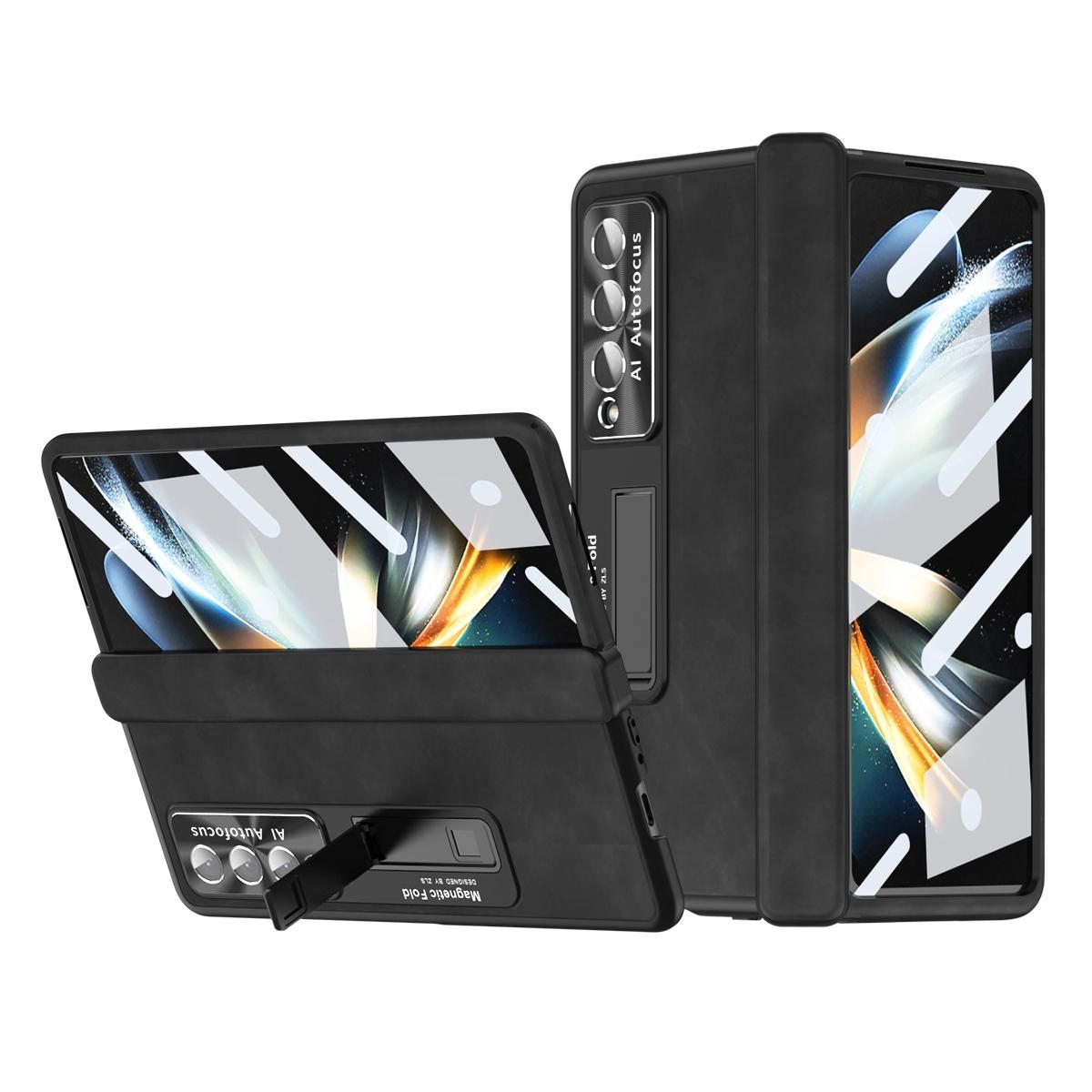 Magnetic Phone Case for Samsung Galaxy z Fold 4 - Napa Pattern - Black