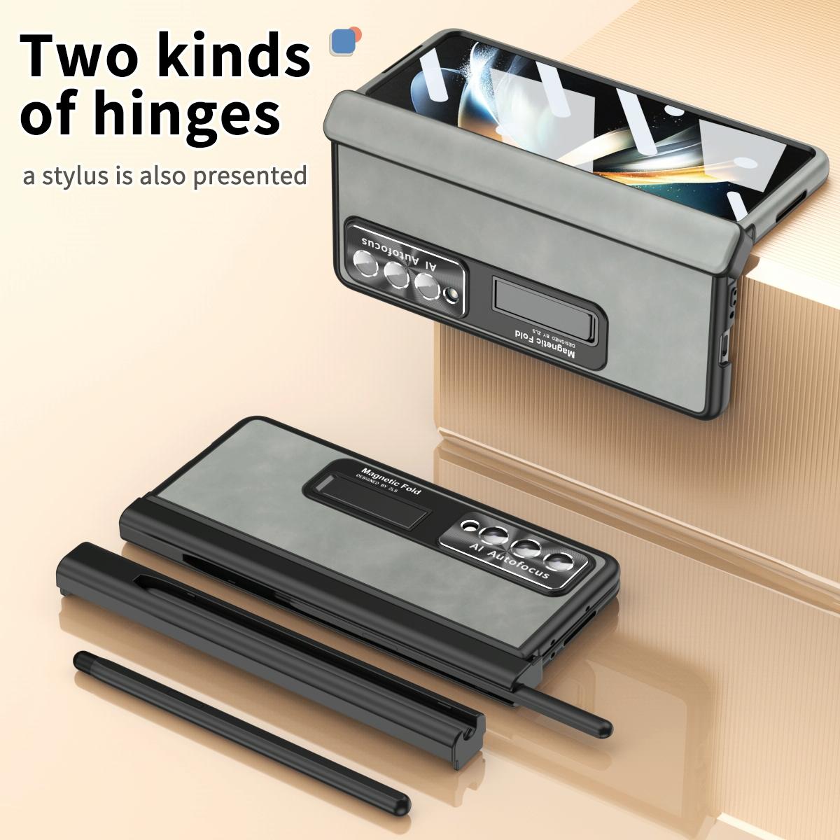 Magnetic Phone Case for Samsung Galaxy z Fold 4 - Napa Pattern - Black