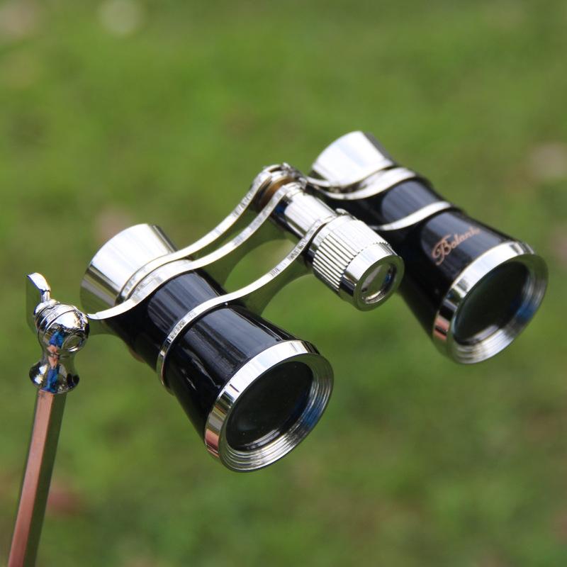 Chrome Double Cylinder Telescope with Handle - 3 x 25 Lady - Pearl White