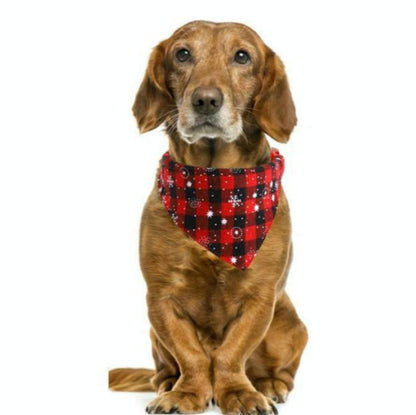 Pet Triangle Towel Christmas Snowflake Dog Saliva Towel - Size S - Green