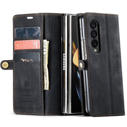 Vintage Rfid Leather Phone Case for Samsung Galaxy z Fold 4 - Blue