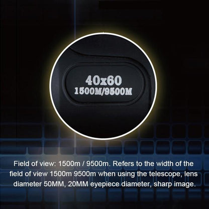 High Definition Night Vision Monocular Telescope - 40X60 12X Pocket Focusing - Black