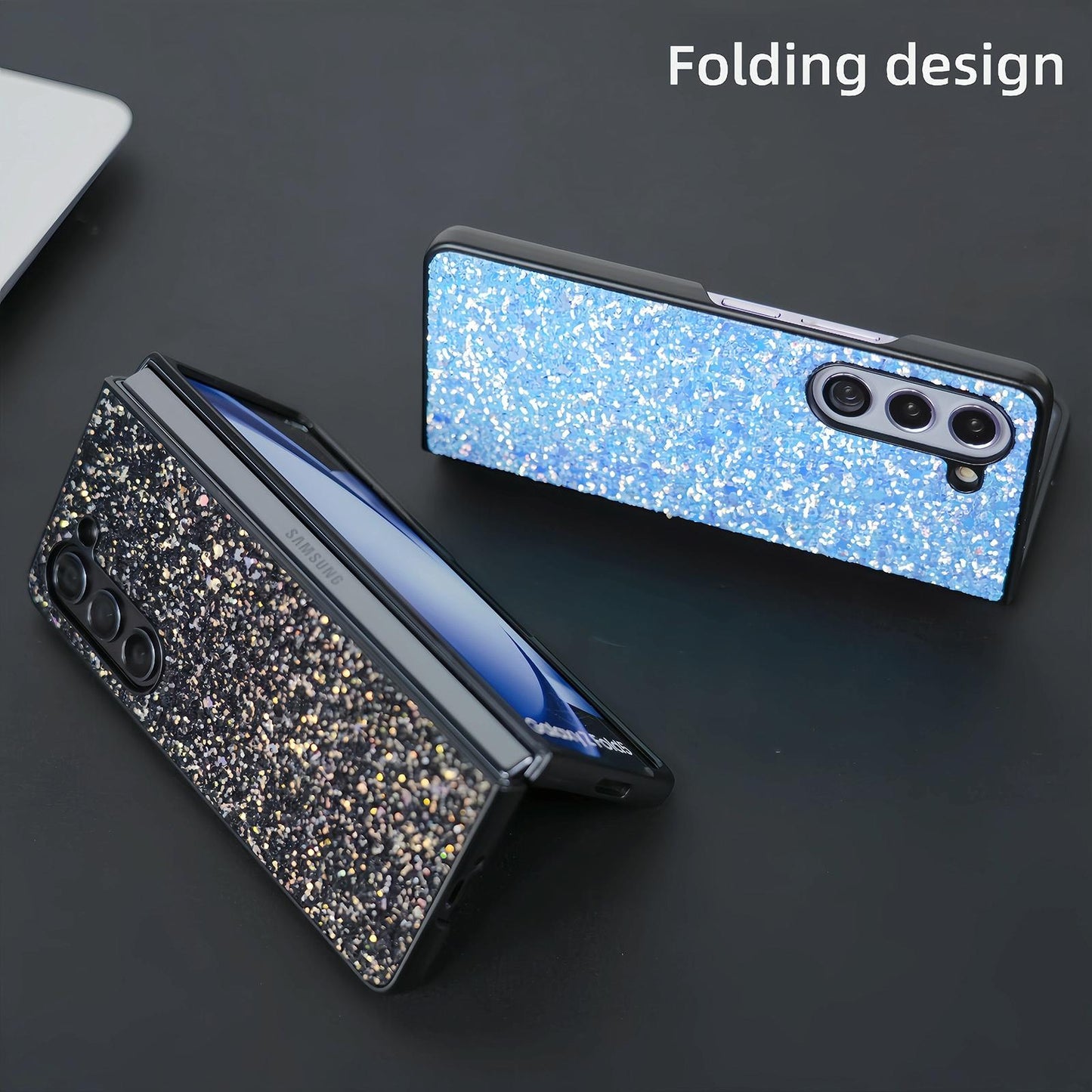 Foldable Diamond Case for Samsung Galaxy z Fold 4 - Compact and Stylish - Flash Blue