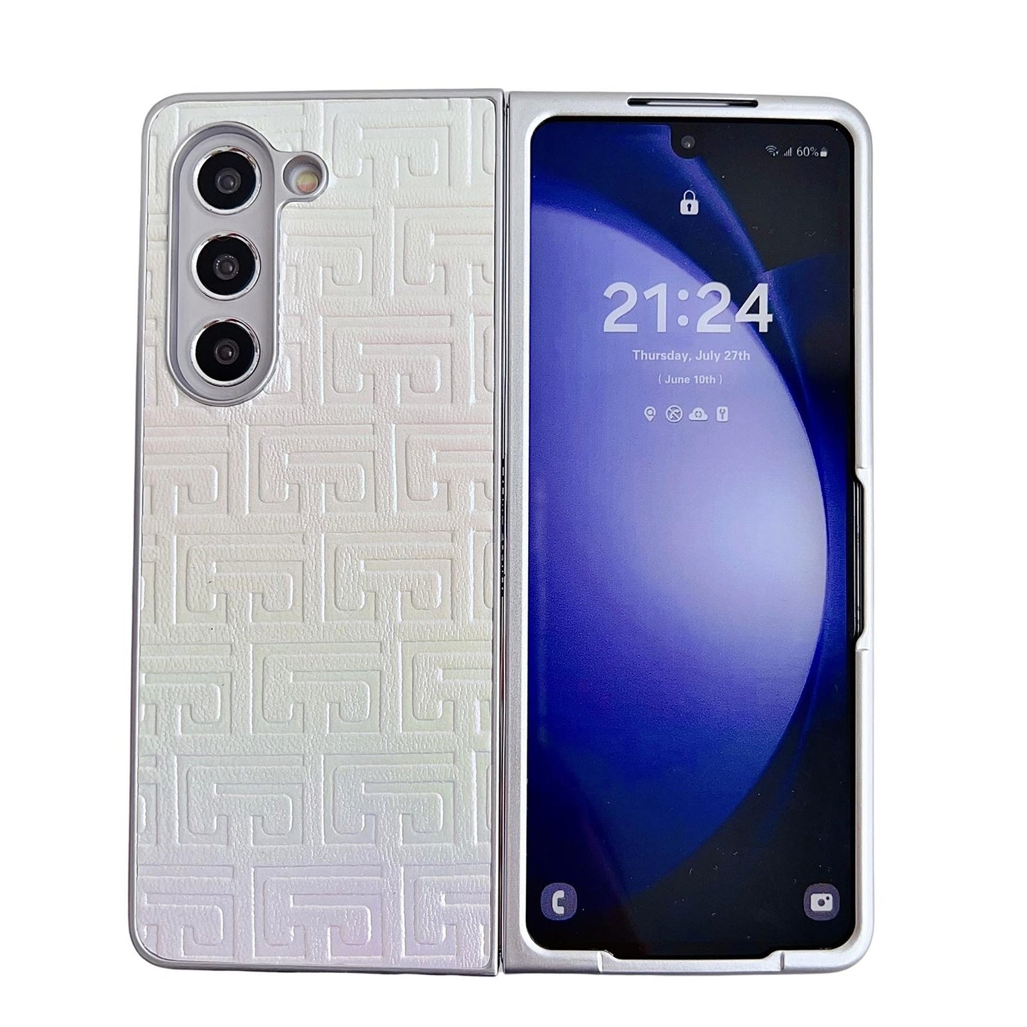 Geometric Gradient Leather Phone Case for Samsung Galaxy z Fold 4 5g - Pearlescent Finish - Gold