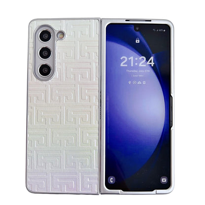 Geometric Gradient Leather Phone Case for Samsung Galaxy z Fold 4 5g - Pearlescent Finish - Gold