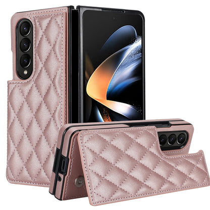 Foldable Full Coverage Double Buckle Pu Phone Case for Samsung Galaxy z Fold 4 - Brown
