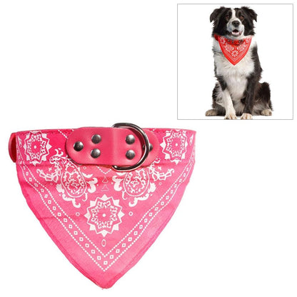 Adjustable Dog Bandana Leather Printed Soft Scarf Collar Neckerchief For Puppy Pet - Size M - Black