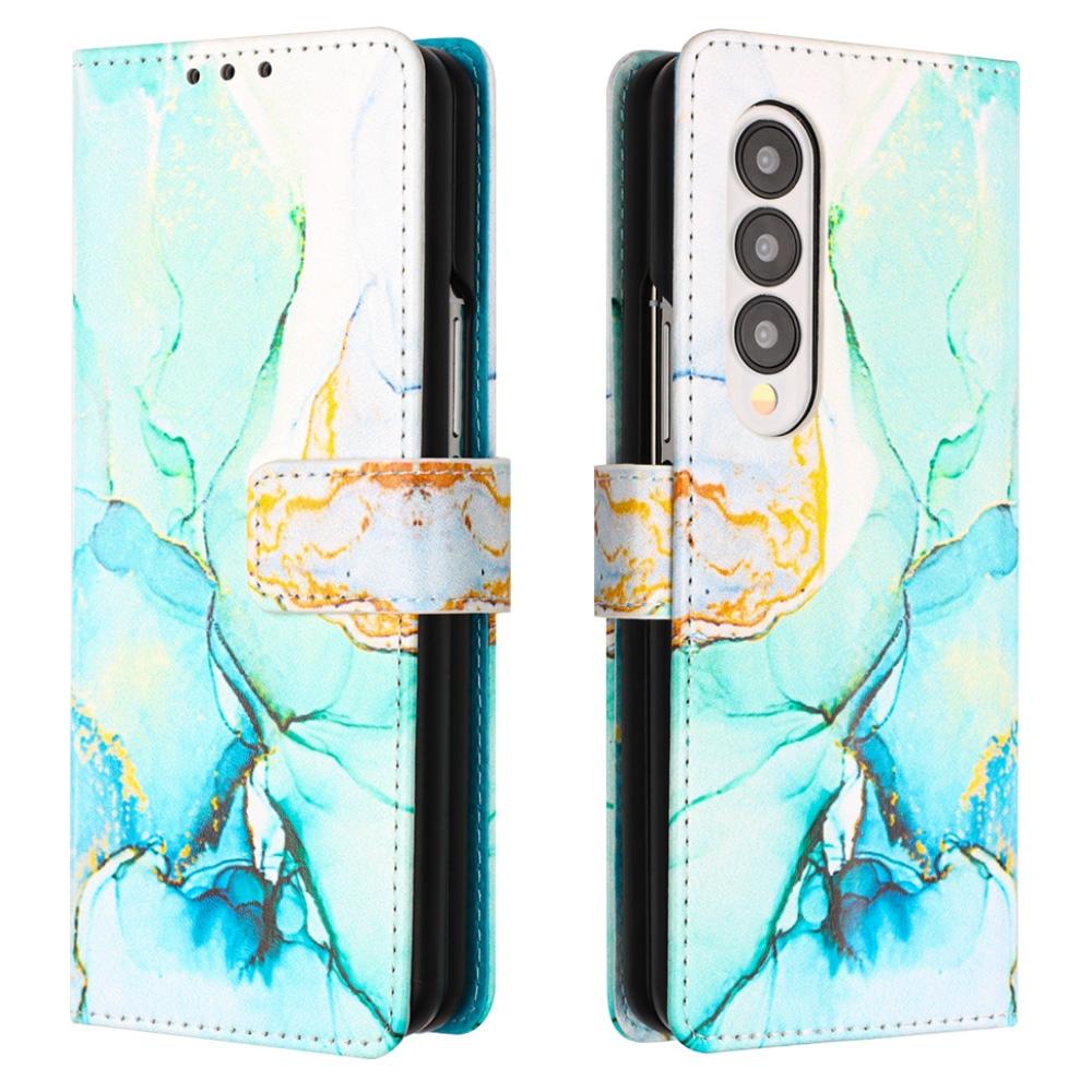 Marble Leather Flip Case for Samsung Galaxy z Fold 4 - Green Ls003