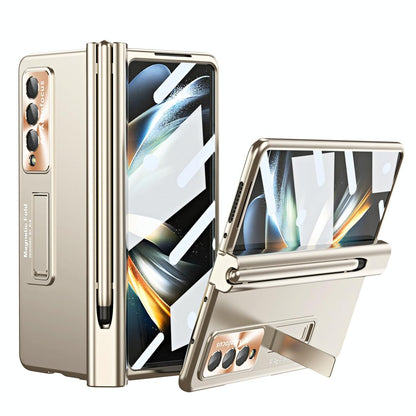Foldable Phone Case with Pen Slot for Samsung Galaxy z Fold 4 - Electroplated - Black