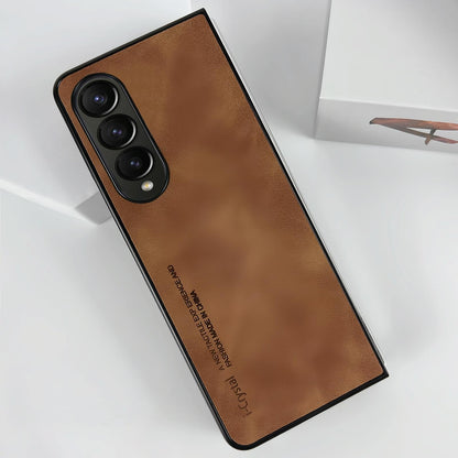Crystal Leather Foldable Case for Samsung Galaxy z Fold 4 - Brown