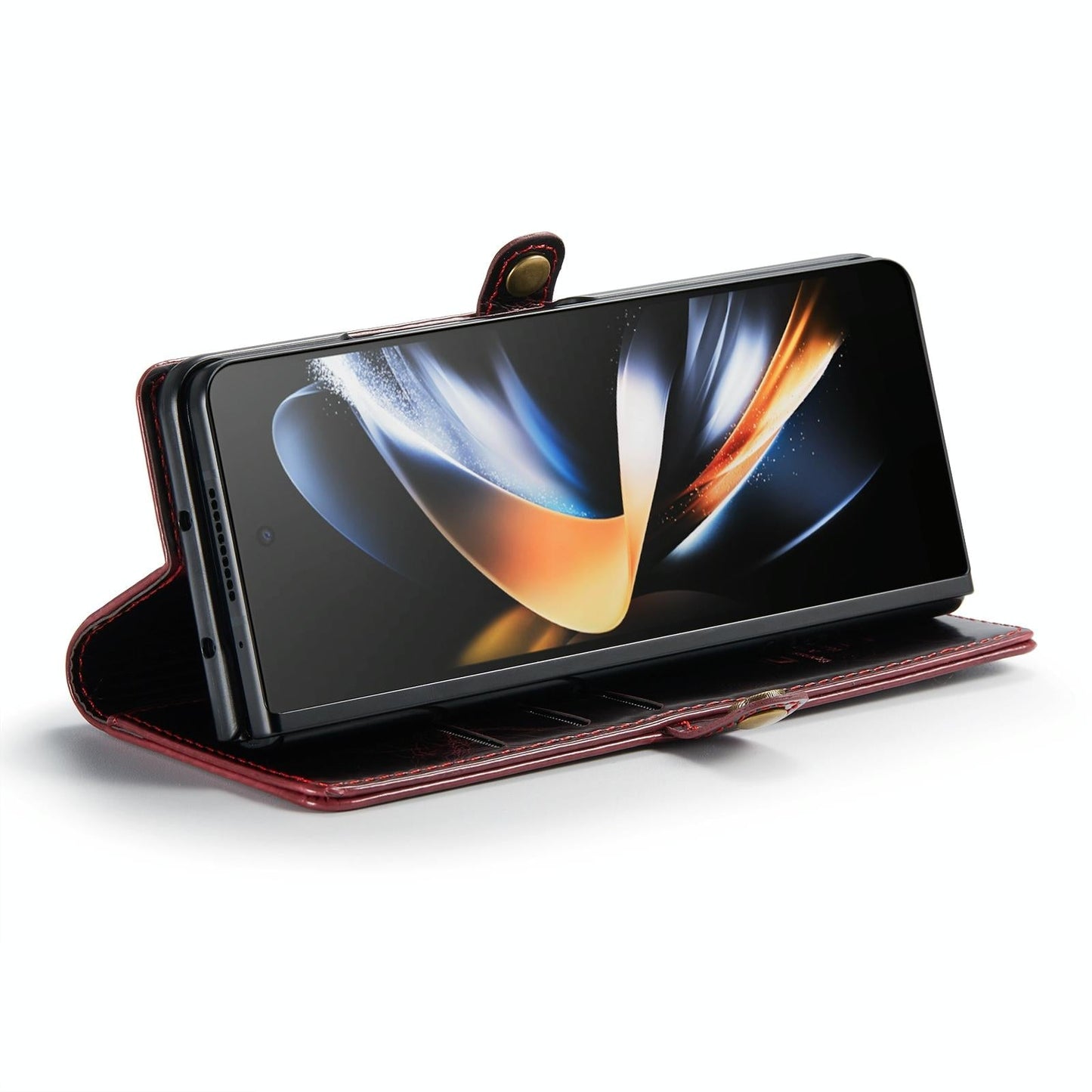 Premium Crazy Horse Leather Phone Case for Samsung Galaxy z Fold 4 - Coffee