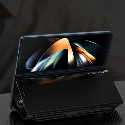 Samsung Galaxy z Fold 4 Leather Phone Case with Pen Slot - Shockproof - Black