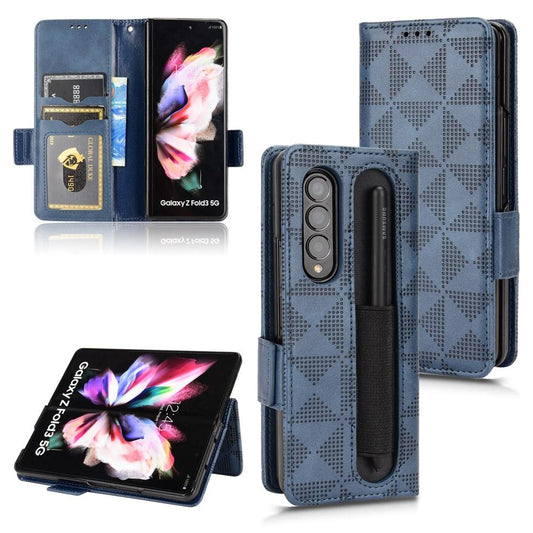 Symmetrical Leather Triangle Phone Case for Samsung Galaxy z Fold 4 - Blue