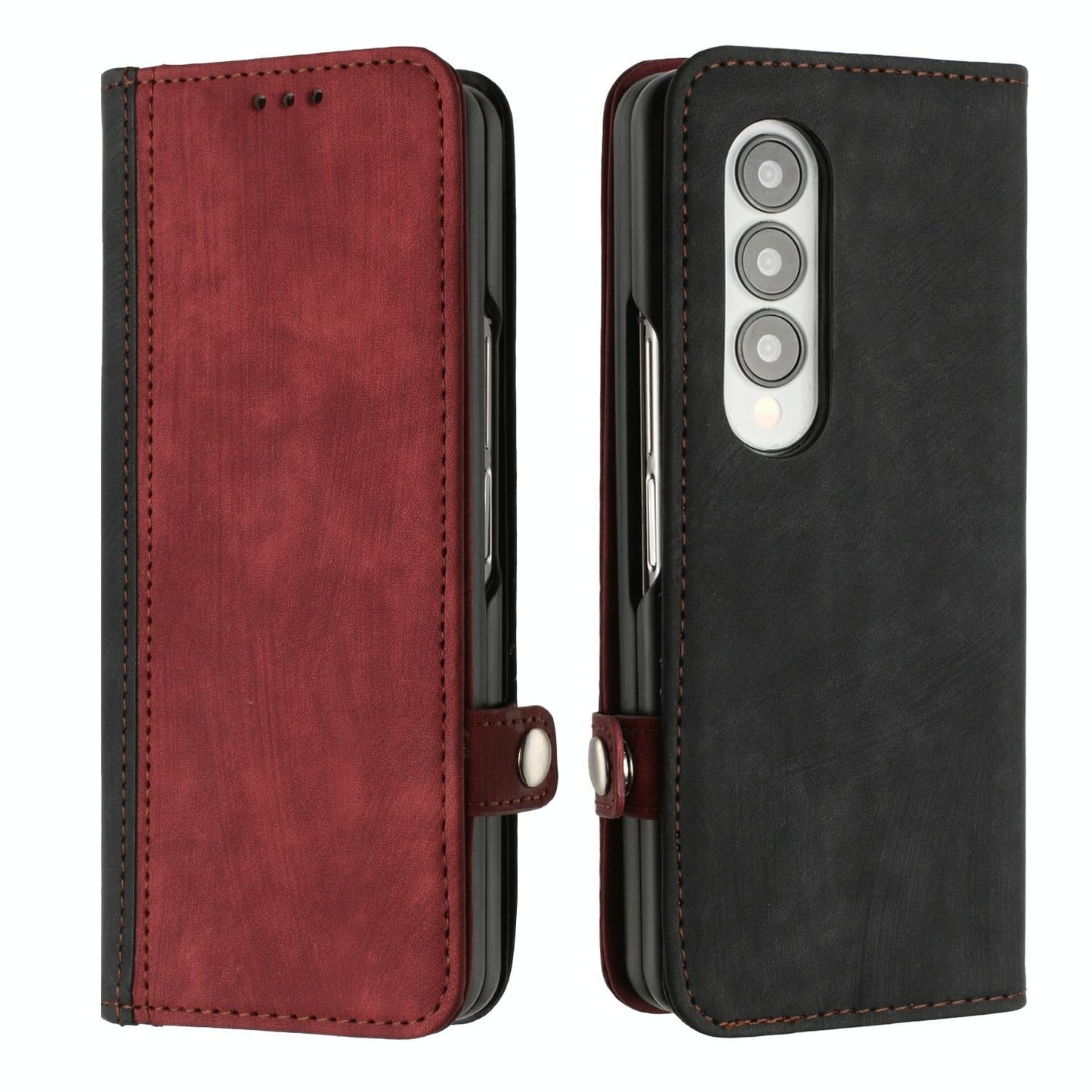 Leather Phone Case with Side Buckle for Samsung Galaxy z Fold 4 / 5g - Red