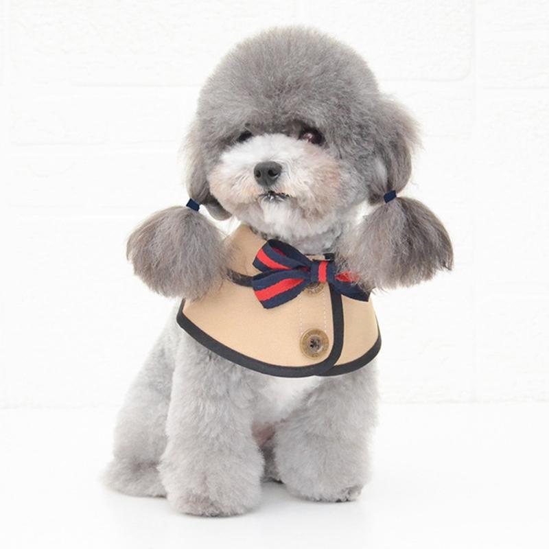 Dog Shawl Saliva Towel Scarf Pet Bow Tie Jewelry Accessories - Size L - White