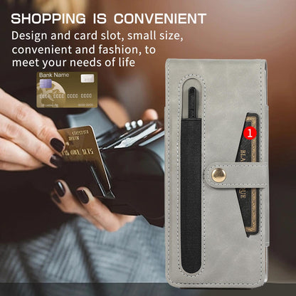 Shockproof Foldable Leather Case with Stylus for Samsung Galaxy z Fold 4 / 5g - Black