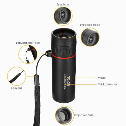 Portable Mini Monocular Telescope - 30X25 - Black