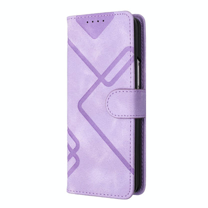 Smooth Leather Phone Case for Samsung Galaxy z Fold 4 - Line Pattern - Light Blue