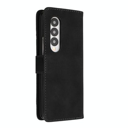 Smooth Leather Phone Case for Samsung Galaxy z Fold 4 - Line Pattern - Light Blue