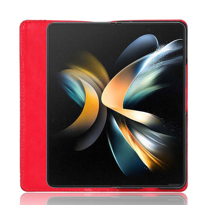 Vintage Leather Phone Case for Samsung Galaxy z Fold 4 5g with Magnetic Buckle - Red