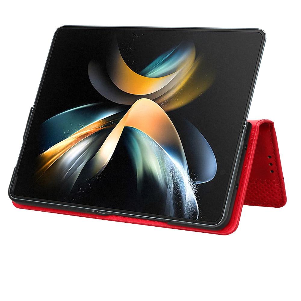 Vintage Leather Phone Case for Samsung Galaxy z Fold 4 5g with Magnetic Buckle - Red