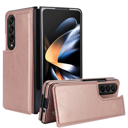Full Coverage Double Buckle Phone Case for Samsung Galaxy z Fold 4 - Rose Gold