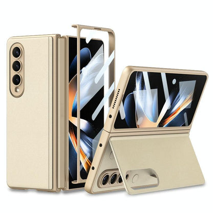 Foldable Leather Case with Stand for Samsung Galaxy z Fold 4 - Ultra Thin - Carbon Fiber
