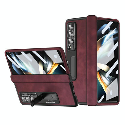 Magnetic Phone Case for Samsung Galaxy z Fold 4 - Napa Pattern - Wine Red