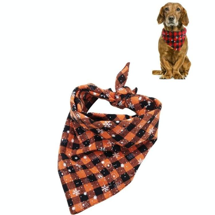 Pet Triangle Towel Christmas Snowflake Dog Saliva Towel - Size S - Orange