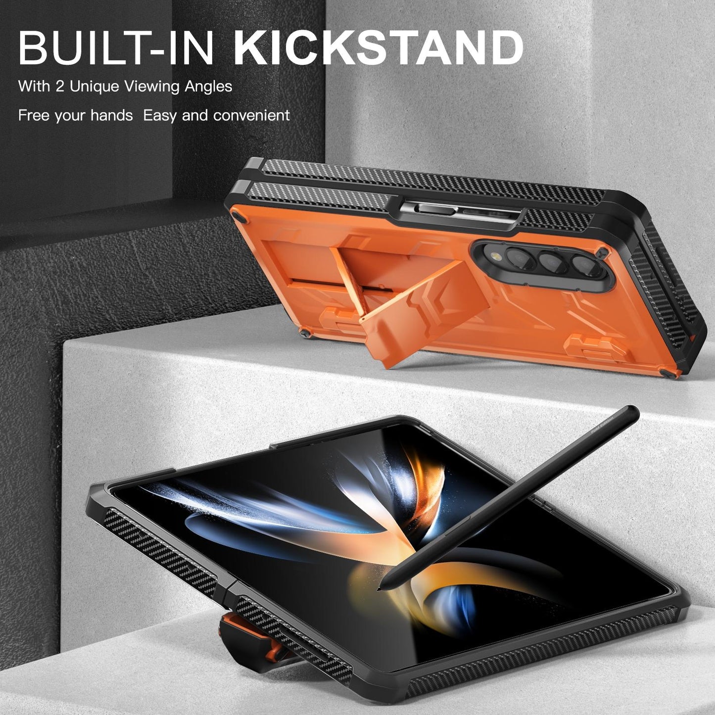 Foldable Shockproof Phone Case for Samsung Galaxy z Fold 4 / 5g - Orange