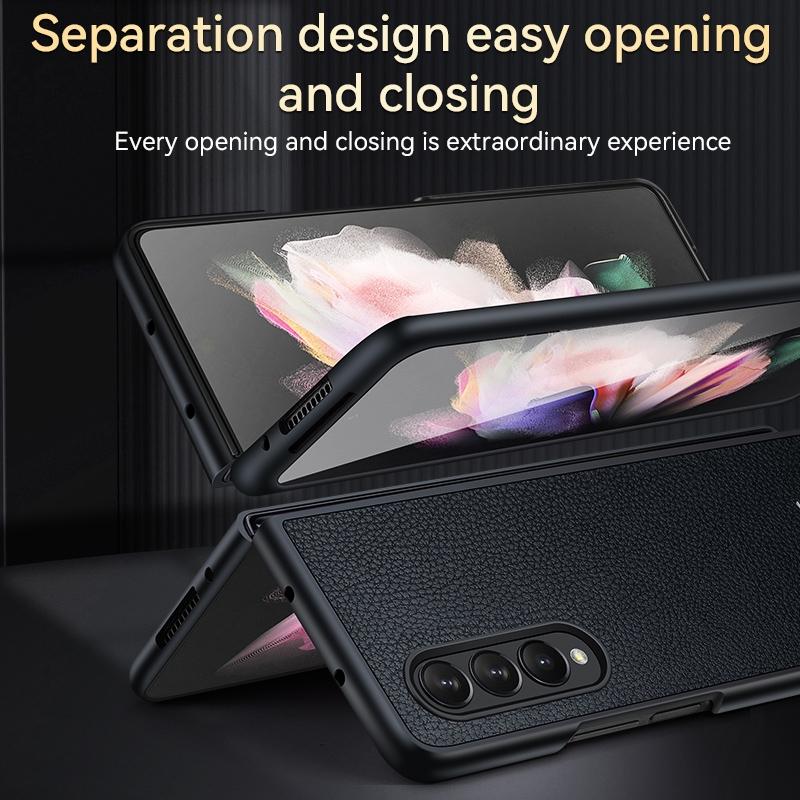 Handmade Leather Shockproof Tpu Case for Samsung Galaxy z Fold 4 - Brown