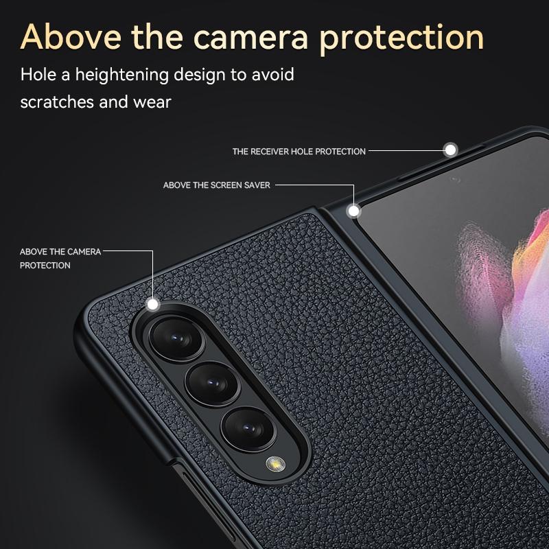 Handmade Leather Shockproof Tpu Case for Samsung Galaxy z Fold 4 - Brown