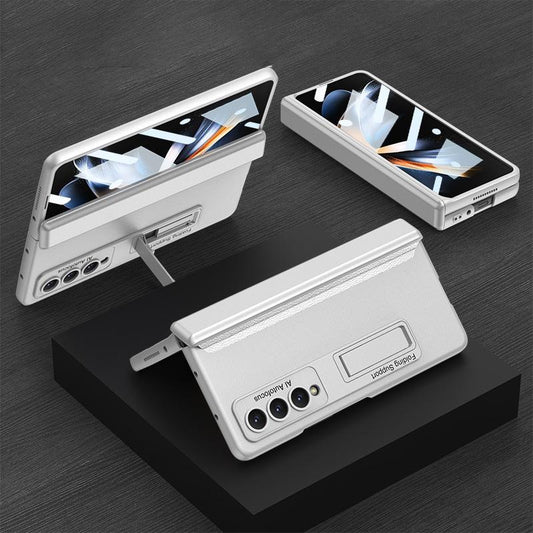 Foldable Magnetic Hinge Case for Samsung Galaxy z Fold 4 - Compact Design - Silver