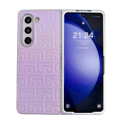 Geometric Gradient Leather Phone Case for Samsung Galaxy z Fold 4 5g - Pearlescent Finish - Silver
