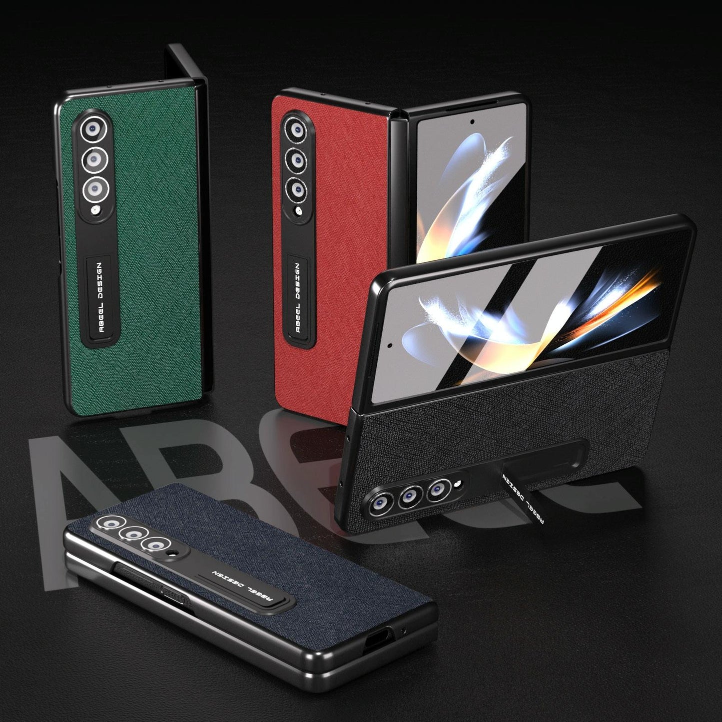 Cross Texture Leather Phone Case with Holder for Samsung Galaxy z Fold 4 5g - Red