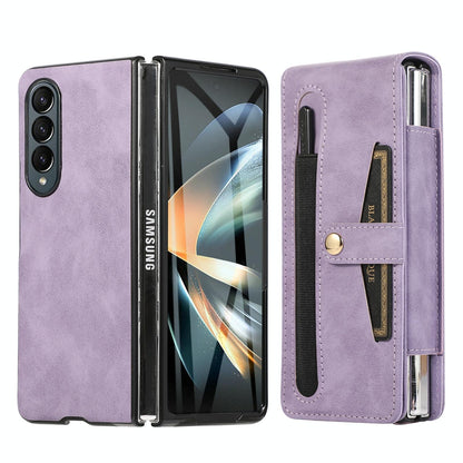 Leather Folding Phone Case for Samsung Galaxy z Fold 4 - Purple