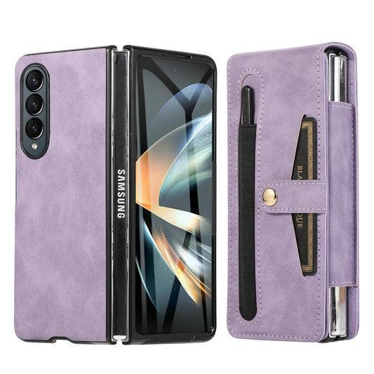 Leather Folding Phone Case for Samsung Galaxy z Fold 4 - Purple
